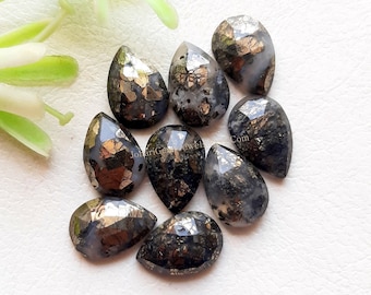 New MARCASITE Rose Cut Flat Back Pear Gemstone 10 Pieces Lot 8X12 MM Used For Jewelry Making