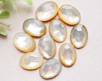 Mother Of Pearl Oval Shape Rose Cut With Flat Back Gemstone 10 Pieces Lot | Size : 10X14 MM | AAA+ MOP Used For Jewelry Making