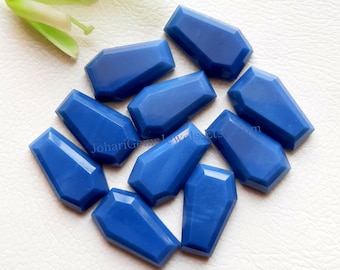 Owyhee Blue Opal Coffin Shape Step Cut Gemstone | Size : 10x16 MM | 10 Pieces Lot | Coffin Shape Flat Back Gemstones Used For Jewelry Making