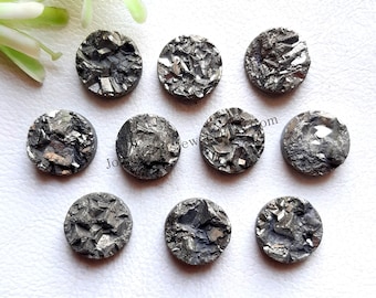 Pyrite Druzy Round Shape Gemstone Lot | Size : 12 MM | AAA+ Pyrite In Basalt Druzy 10 Pieces Lot For Jewelry Making