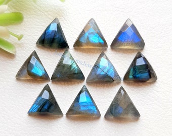 Labradorite Rose Cut 10 MM Trillion Gemstone 10 Pieces Lot | Top Quality Natural Labradorite Rose Cut With Flat Back For Jewelry Making