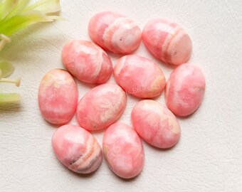 RHODOCHROSITE 10x14 MM Calibrated Oval Shape Cabochon With Flat Back Gemstone 10 Pieces Lot For Handmade Jewelry, AAA+ Natural Rhodochrosite