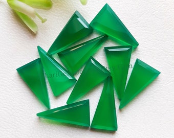 Green Onyx Step Cut Gemstone Lot | Size : 10X20 MM | Top Quality Green Onyx Step Cut Gemstone 10 Pieces Lot For Jewelry Making