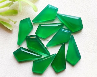 Green Onyx Step Cut Kite Gemstone Lot | Size : 10X20 MM | Top Quality Green Onyx Step Cut Kite Gemstone 10 Pieces Lot For Jewelry Making