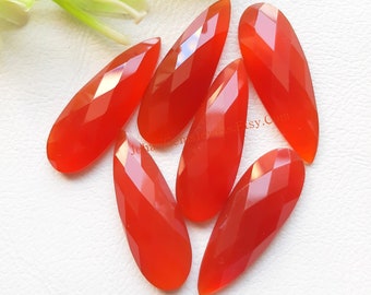 Carnelian Pear Shape Rose Cut Gemstone 6 Pieces Lot | Size : 10x30 MM | AAA+ Natural Carnelian Used For Jewelry Making