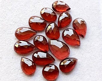 New Mozambique Garnet Rose Cut Slices With Flat Back 15 Pcs Gemstone Lot | Size : 12-8 MM | AAA+ Mozambique Garnet For Jewelry Making - 9192
