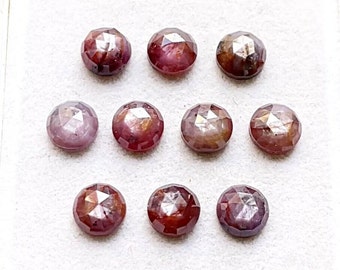 Pink Star Sapphire Rose Cut Round Flat Back Gemstone 10 Pieces Lot | Size : 8 MM | AAA+ Pink Star Sapphire Round Used For Jewelry Making