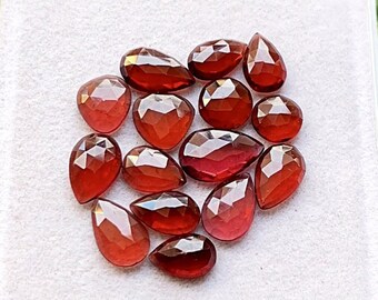 Mozambique Garnet Rose Cut Slices With Flat Back 15 Pieces Gemstone Lot | Size : 13-6 MM | AAA+ Mozambique Garnet For Jewelry Making - 9200