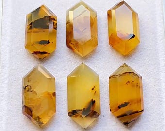 Montana Agate Step Cut Long Hexagon Gemstone 6 Pieces Lot | Size : 10X20 MM | AAA+ Natural  Montana Agate Gemstone Used For Handmade Jewelry
