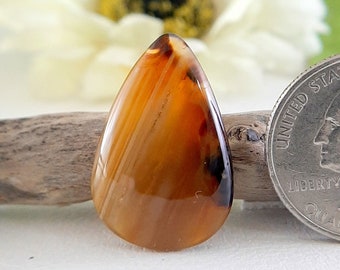 Natural Montana Agate Cabochon EXCELLENT! Brown Montana Agate Gemstone AH-568 Montana Agate Loose For Jewelry Use 40x26mm Fancy Shape