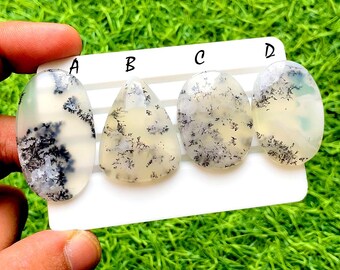 Flawless Dendritic Opal Cabochon Loose Gemstone For Jewelry Making, Dendritic Opal Gemstone For Handamde Jewelry And Wire Wrap - 34724-34727