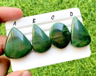 Emerald Forest Jade Cabochon For Wire Wrap, Natural Green Jade Cabochons,  Jewelry Making Gemstones, Designer Jade Set - 35776-35779