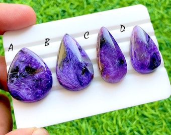 Royal Violet Charoite Loose Gemstone Cabochon For Wire Wrap, AAA+ Natural Swirl Pattern Purple Gemstone for Jewelry Makings - 35943-35946