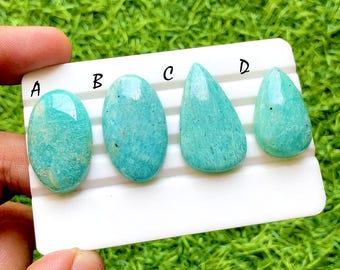 Sea Mist Amazonite Cabochon Loose Gemstone For Jewelry Making, AAA+ Natural Peruvian Amazonite Cabochon For Wire Wrap - 36840-36843