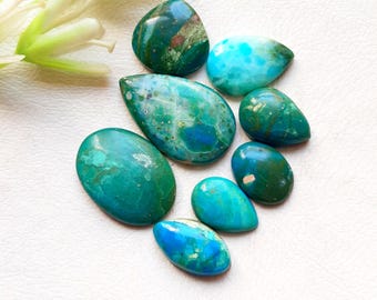 NEW Chilean Opal Cabochon Loose Gemstone 8 Pieces Lot For Jewelry Making | Size : 24-13 MM | AAA+ Natural Chilean Opal Flatback Lot  - 31747