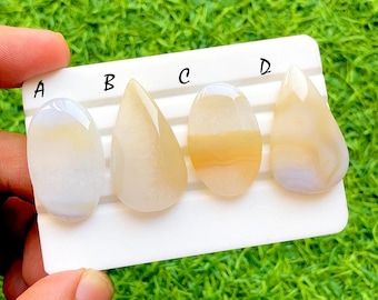 Golden Honey Banded Agate Cabochon For Wire Wrap, Natural Cream Agate Loose Gemstones, Designer Agate Cabs for Jewelry Making - 36612-36615