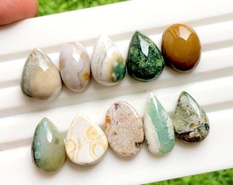 Ocean Jasper Cabochon Loose Gemstone 10 Pieces Lot For Jewelry Making | Size : 18-15 MM |  AAA+ Natural Ocean Jasper Small Size Lot - 35892