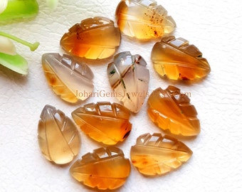 MONTANA AGATE Carved Leaf Gemstone - 10 Pieces Lot Montana Agate 8x12mm Carving Leaf Gemstone For Jewelry Making, Pendant, Ring