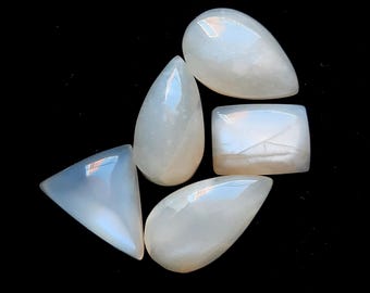 Belomorite Sunstone Cabochon Loose Gemstone, 5 Pcs Lot | Size : 21-14 MM | Belomorite Cabochon For Handmade Jewelry Making - 21125