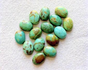 Selected Kingman Turquoise 6x8 MM Oval 15 Pieces Lot Parcel, AAA+ Natural Kingman Turquoise With Flat Back For Handmade Jewelry Making