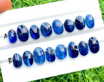 Deep Blue Kyanite Rosecut Gemstone With Flat Back 8 Pieces Lot For Jewelry Making, AAA+ Natural Blue Kyanite Gemstone Lot - 26641-26642