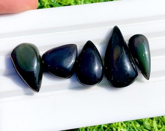 Rainbow Obsidian Cabochon Loose Gemstone 5 Pieces Lot For Jewelry | Size : 29-17 MM | AAA+ Rainbow Obsidian For Handmade Jewelry - 33660