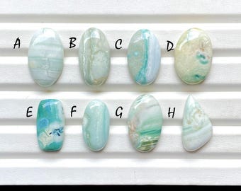 Green Lining Opal Cabochon Loose Gemstone For Jewelry Making, AAA+ Natural Green Lining Opal Cabochon For Wire Wrap - 26191-26198