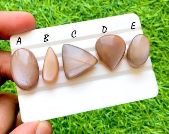 Champagne Veil Moonstone Cabochon Loose Gemstone For Jewelry Making, AAA+ Natural Beige Moonstone For Wire Wrap - 35288-35292