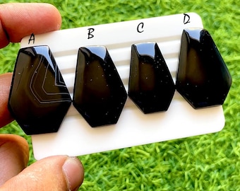 NEW Black Onyx Coffin Shape Cabochon Loose Gemstone For Jewelry Making, AAA+ Black Onyx For Handmade Jewelry And Wire Wrap - 38172-38175