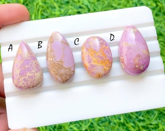 Blush Gold Phosphorite Cabochon Loose Gemstone For Jewelry Making, AAA+ Pink & Golden Natural Stone For Wire Wrap - 35146-35149