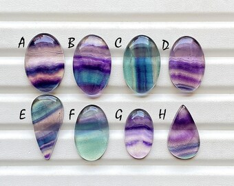 Beautiful Purple Fluorite With Multi Color Cabochon Gemstone For Handmade Jewelry, AAA+ Natural Multi Fluorite For Wire Wrap - 24134-24141