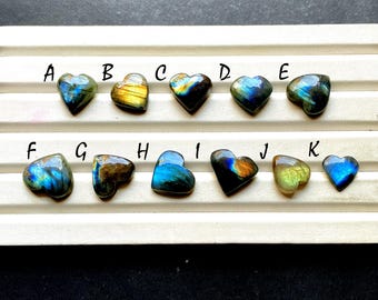 Labradorite Heart Shape Cabochon Loose Gemstone For Jewelry Making, AAA+ Natural Multi Blue Labradorite Cabochon For Wire Wrap - 33988-33998