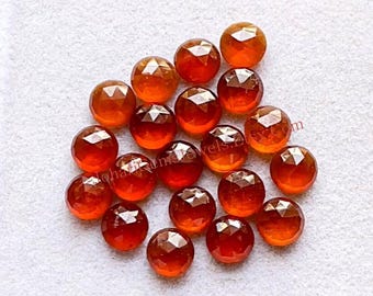 Hessonite Garnet Rose Cut 6 MM Round Shape With Flat Back Gemstone 15 Pieces Lot, AAA+ Natural Hessonite Garnet Used For Jewelry Making
