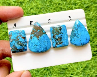 Sky Reef Dyed Magnesite Turquoise Cabochon For Wire Wrap, Bright Blue Turquoise Look Designer Cabochons For Jewelry Making - 36820-36823