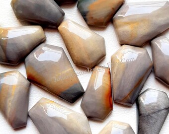 New IMPERIAL JASPER Coffin Shape Cabochon With Flat Back Wholesale Lot By Weight With Different Sizes Used For Jewelry Making And Wire Wrap