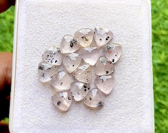 Pink Dot Quartz 8 MM Trillion Shape Rose Cut With Flatback Loose Gemstone 15 Pieces Lot For Jewelry Making, AAA+ Natural Pink Dot Quartz Lot