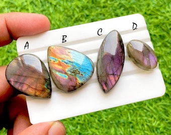 Selected Natural Purple Labradorite Cabochon Loose Gemstone For Jewelry Making, AAA+ Natural Purple Labradorite For Wire Wrap - 35530-35533