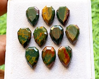 Bloodstone Pear Shape 10x14 MM Fancy Cut With Flat Back Gemstone 10 Pieces Lot, AAA+ Natural Bloodstone Used For Jewelry Making