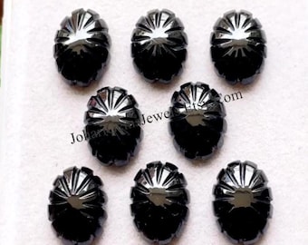 New Black Spinel Oval Shape Hand Carving Gemstone 10 Pieces Lot | Size : 10X14 MM | Natural Spinel Handcarved Gemstone For Jewelry Making