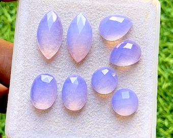 Lavender Quartz Fancy Cut Mix Shape With Flat Back Gemstone 8 Pieces Lot For Jewelry Making | Size : 20-10 MM | AAA+ Lavender Quartz - 35639