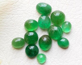 100% Natural EMERALD Cabochon Loose Gemstone 15 Pieces Lot | Size : 5-3 MM | Natural Columbian Emerald Cabochon For Jewelry Making  - 19197