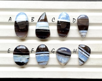 Banded Blue Owyhee Opal Cabochon Loose Gemstone For Jewelry Making, Natural Blue Owyhee Opal Gemstone For Handmade Jewelry - 29054-29061