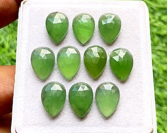 SERPENTINE Rose Cut Pear Shape With Flat Back Gemstone 10 Pieces Lot | Size : 10x14 MM | AAA+ Natural Serpentine Gemstone For Jewelry Making