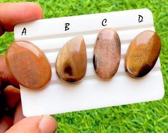 Shining Golden Sheen Moonstone Cabochon Loose Gemstone For Jewelry Making, AAA+ Natural Golden Sheen Moonstone For Wire Wrap - 34846-34849