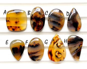 NEW Yellowstone River Montana Agate Cabochon Loose Gemstone For Jewelry Making, AAA+ Montana Agate Cabochon For Wire Wrap - 25015-25022