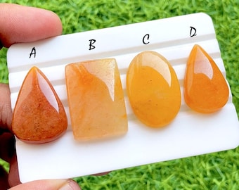 Sunset Glow Orange Aventurine Cabochon For Wire Wrap, Natural Aventurine Loose Stones, Polished Cabochons for Jewelry Making - 35840-35843