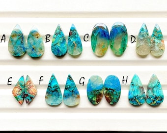 NEW Shattuckite Pair Cabochon Loose Gemstone For Jewelry Making, AAA+ Natural Shattuckite Matching Pair Cabochon For Earrings - 28281-28288