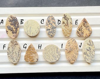 Psilomelane Dendritic Cabochon Loose Gemstone For Jewelry Making, AAA+ Natural Psilomelane Dendritic Cabochon For Wire Wrap - 33314-33323