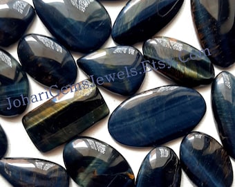 Blue Tiger's Eye Wholesale Lot Cabochon By Weight With Different Shapes And Sizes Used For Jewelry Making