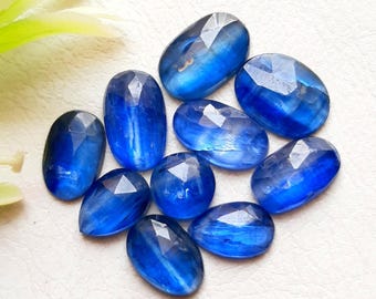 Selected Blue Kyanite 11-7 MM Rosecut Gemstone 10 Pieces Lot, Natural Blue Kyanite Gemstone With Flat Back For Jewelry Making - 14154